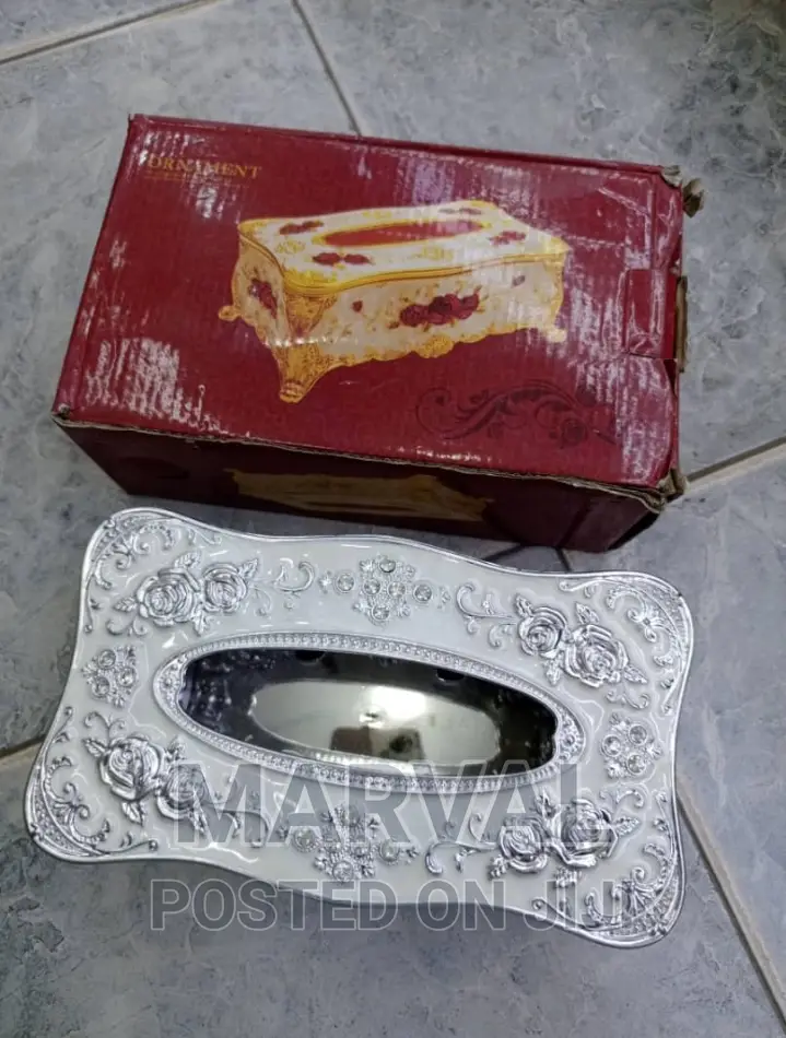 Tissue Box Luxurious Rose Napkin Cover Sliver White