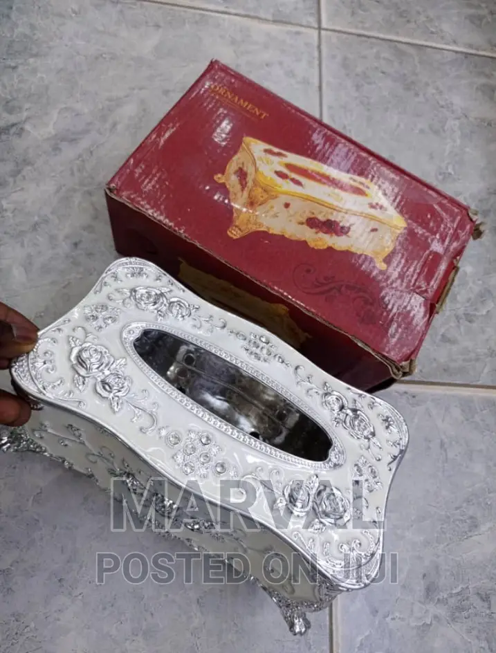 Tissue Box Luxurious Rose Napkin Cover Sliver White