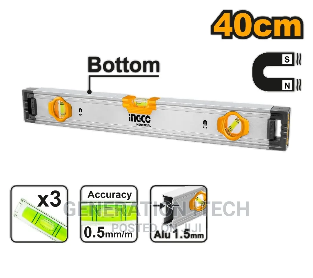 Ingco Spirit Level(With Powerful Magnets)40cm - HSL38040M