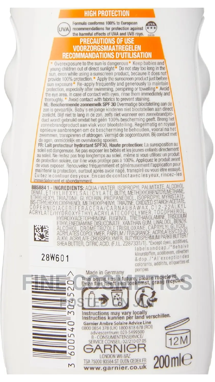 Garnier Ambre Solaire 24hrs Hydra Protect Sunscreen Lotion.
