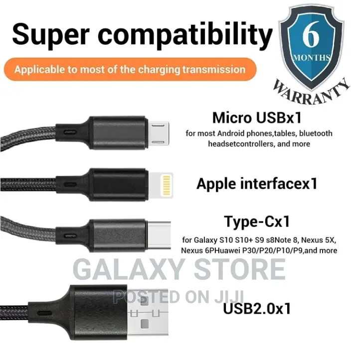 3in1 Fast Charging Cable Multi Charging Cable for Charger
