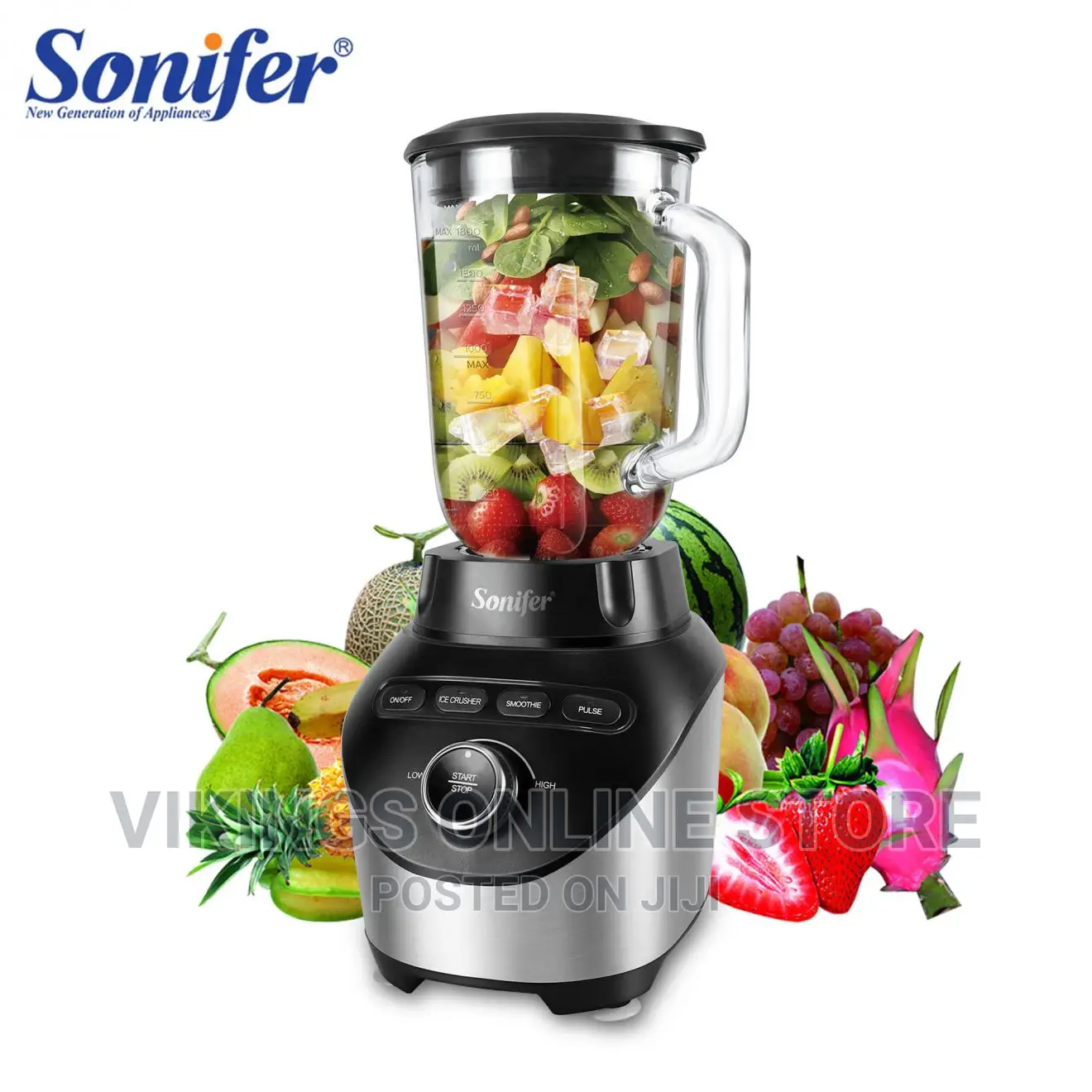 1000W Sonifer Super Motor Ice Crusher Processor 1.8L Blender