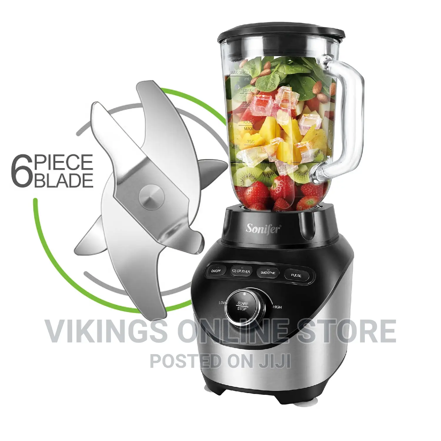 1000W Sonifer Super Motor Ice Crusher Processor 1.8L Blender