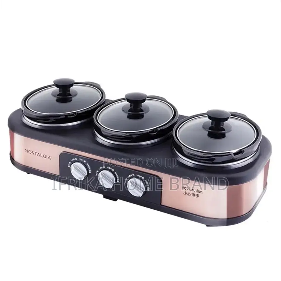 Three Head Stew Pot Automatic Slow Cooker Stainless Steel
