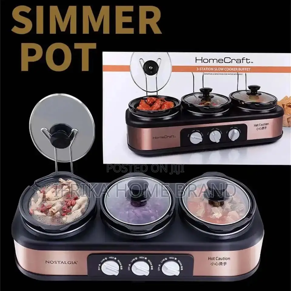 Three Head Stew Pot Automatic Slow Cooker Stainless Steel