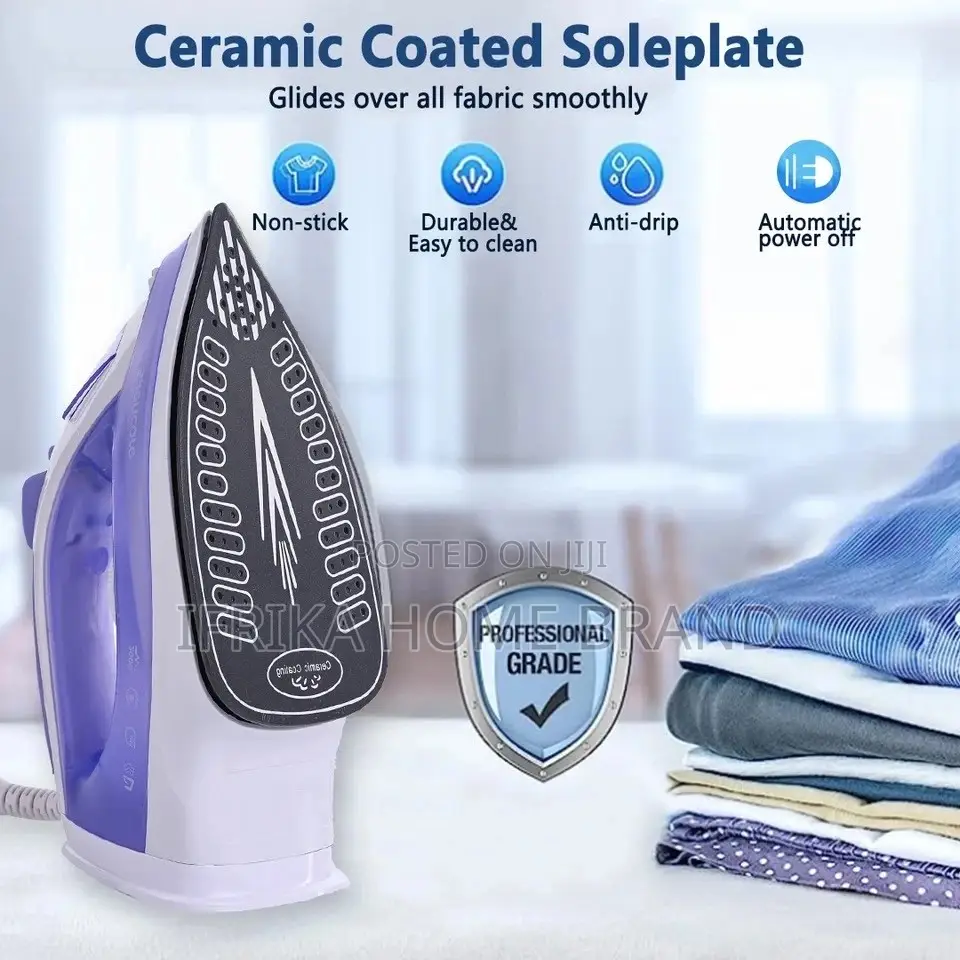 Steam Iron for Clothes With Non-Stick Soleplate