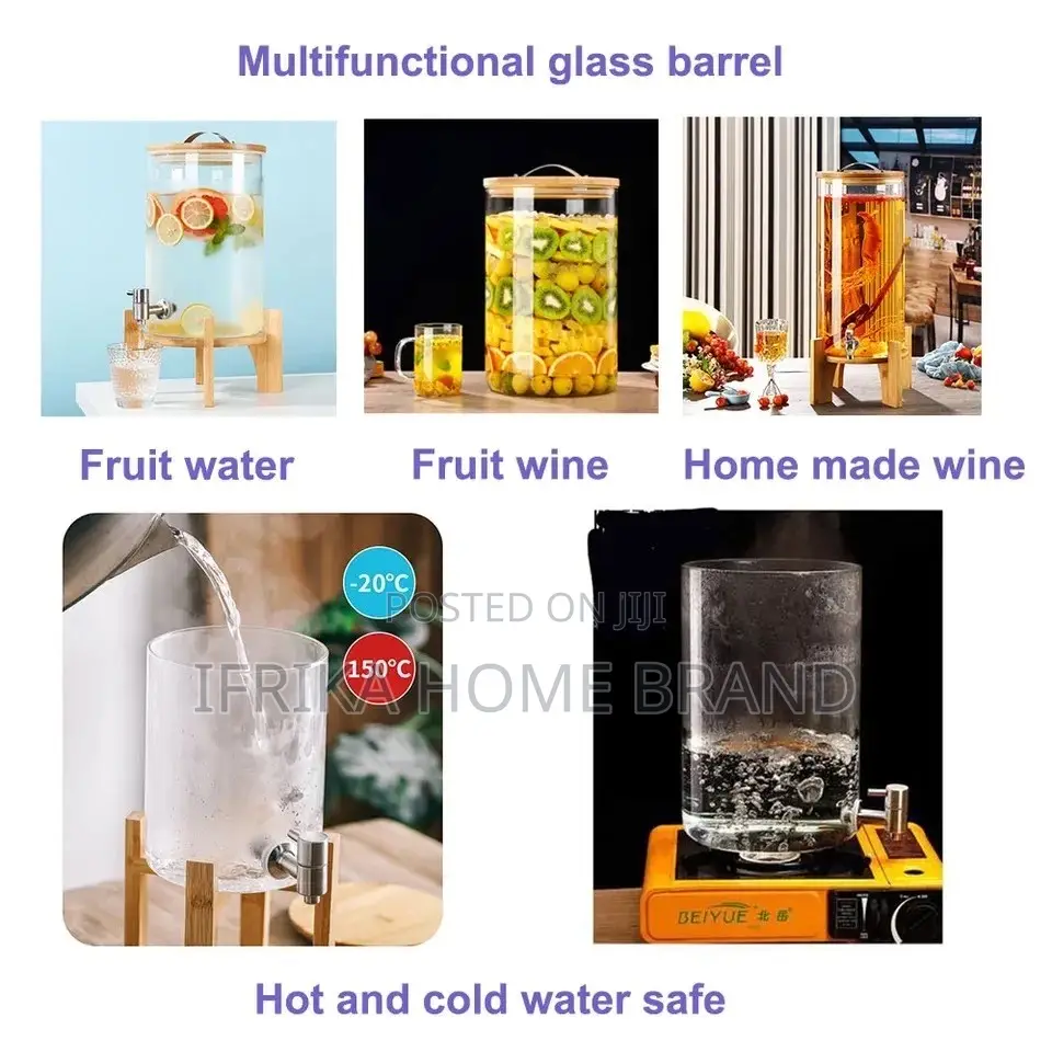 5L Glass Drink Dispenser With Tap Glass Beverage Dispenser