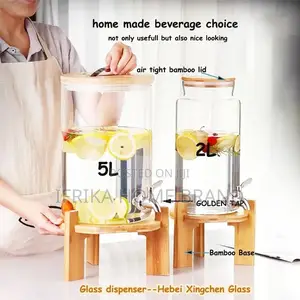 5L Glass Drink Dispenser With Tap Glass Beverage Dispenser