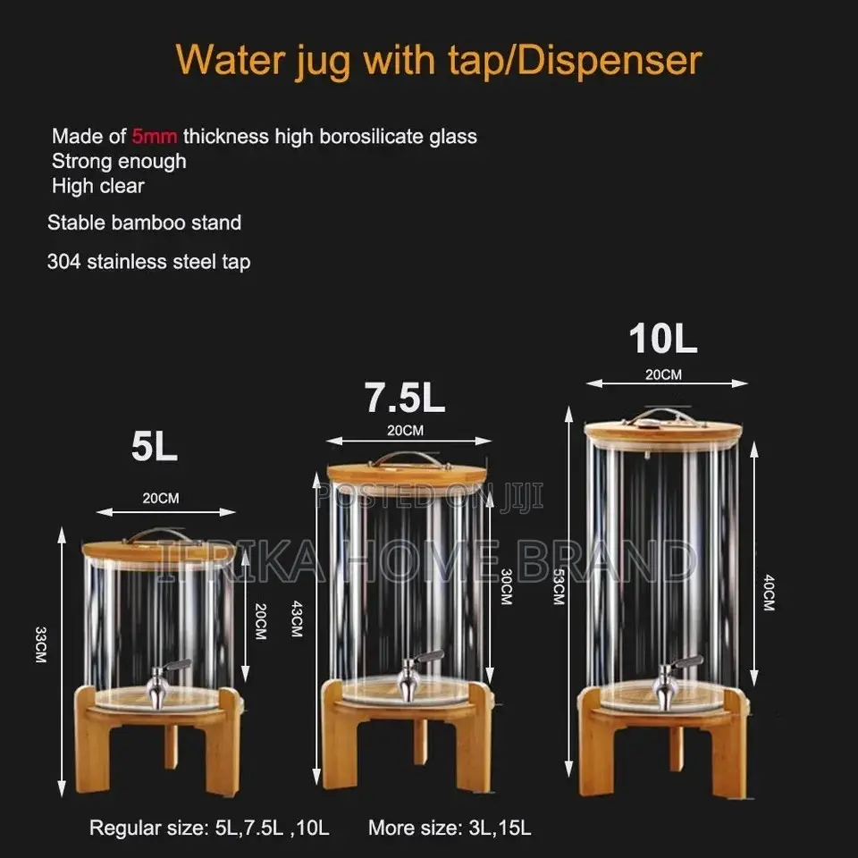 5L Glass Drink Dispenser With Tap Glass Beverage Dispenser