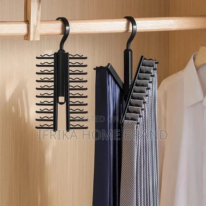 Tie Hanger Rotatable Necktie Storage Rack Wardrobe Organizer