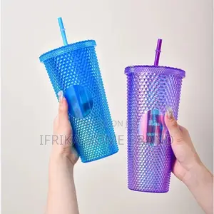 750ml Diamond Water Bottle Gradient Straw Travel Cup Lid