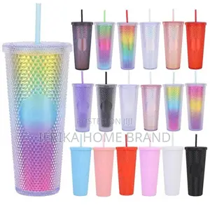 750ml Diamond Water Bottle Gradient Straw Travel Cup Lid