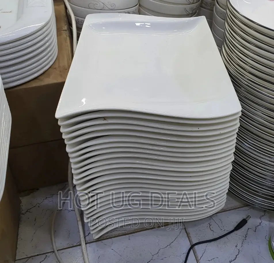 6 PCS Square Curved Side Plates - White