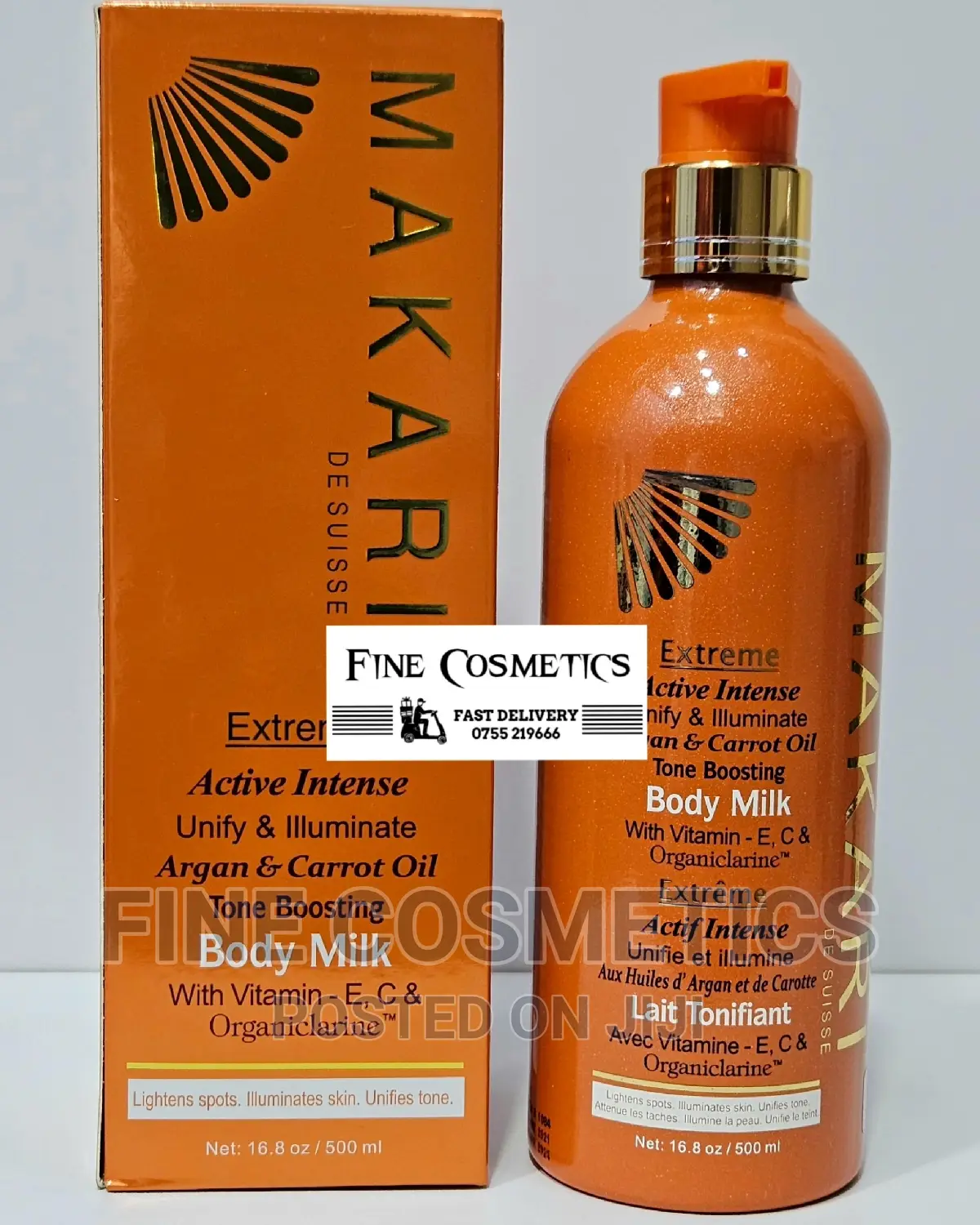 Original MAKARI Toning Body Milk Lotion Wiz Argan+Carrot Oil
