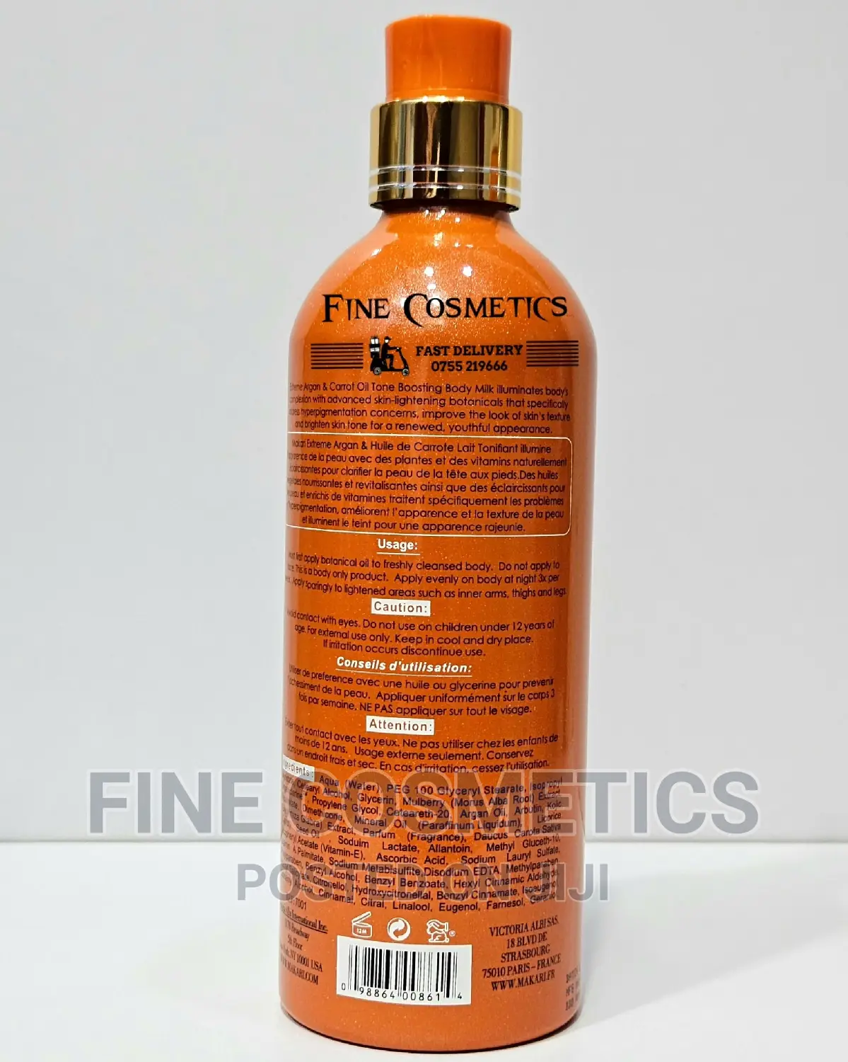 Original MAKARI Toning Body Milk Lotion Wiz Argan+Carrot Oil