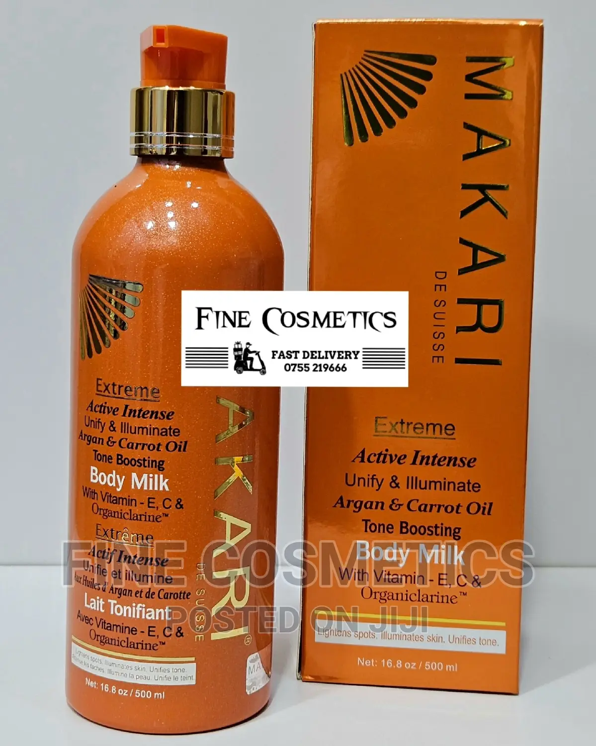 Original MAKARI Toning Body Milk Lotion Wiz Argan+Carrot Oil