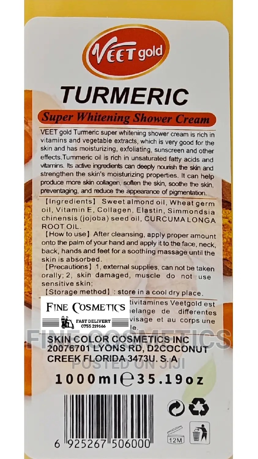Veet Gold 7days Turmeric Whitening Shower Cream Shower Gel.