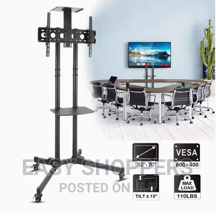 Mobile Tv Stand Rolling Height Adjustable 32-70 Inch