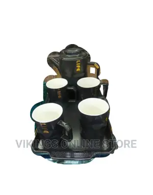 Black Teapot Set With Tray