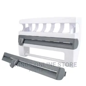 4 in 1 Cling Film, Paper Towel and Foil Storage Rack Cutter