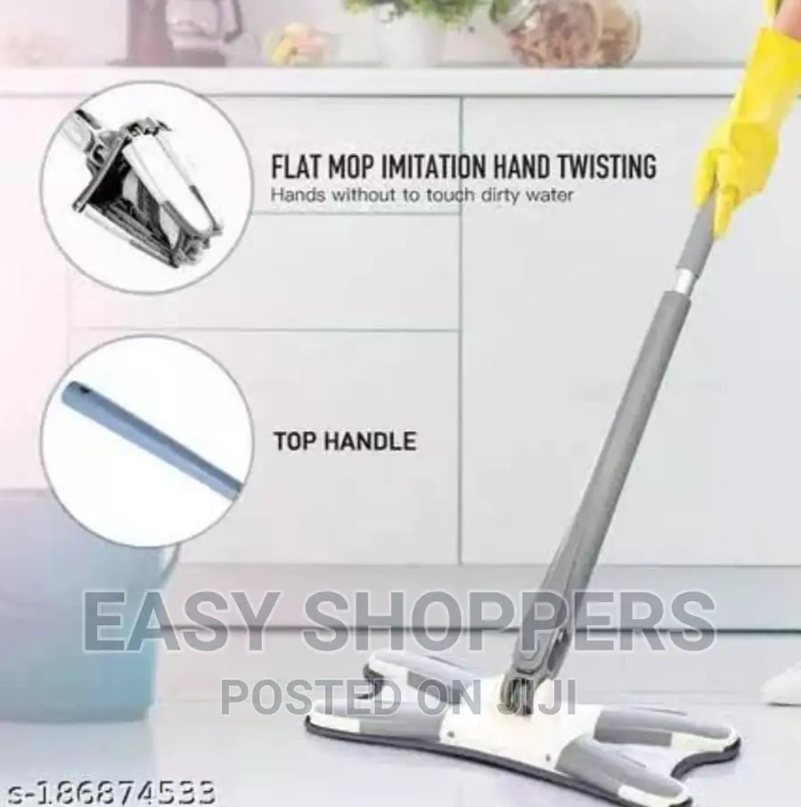 Hands-Free Squeeze Microfiber Flat Mop 360° Flexible Head