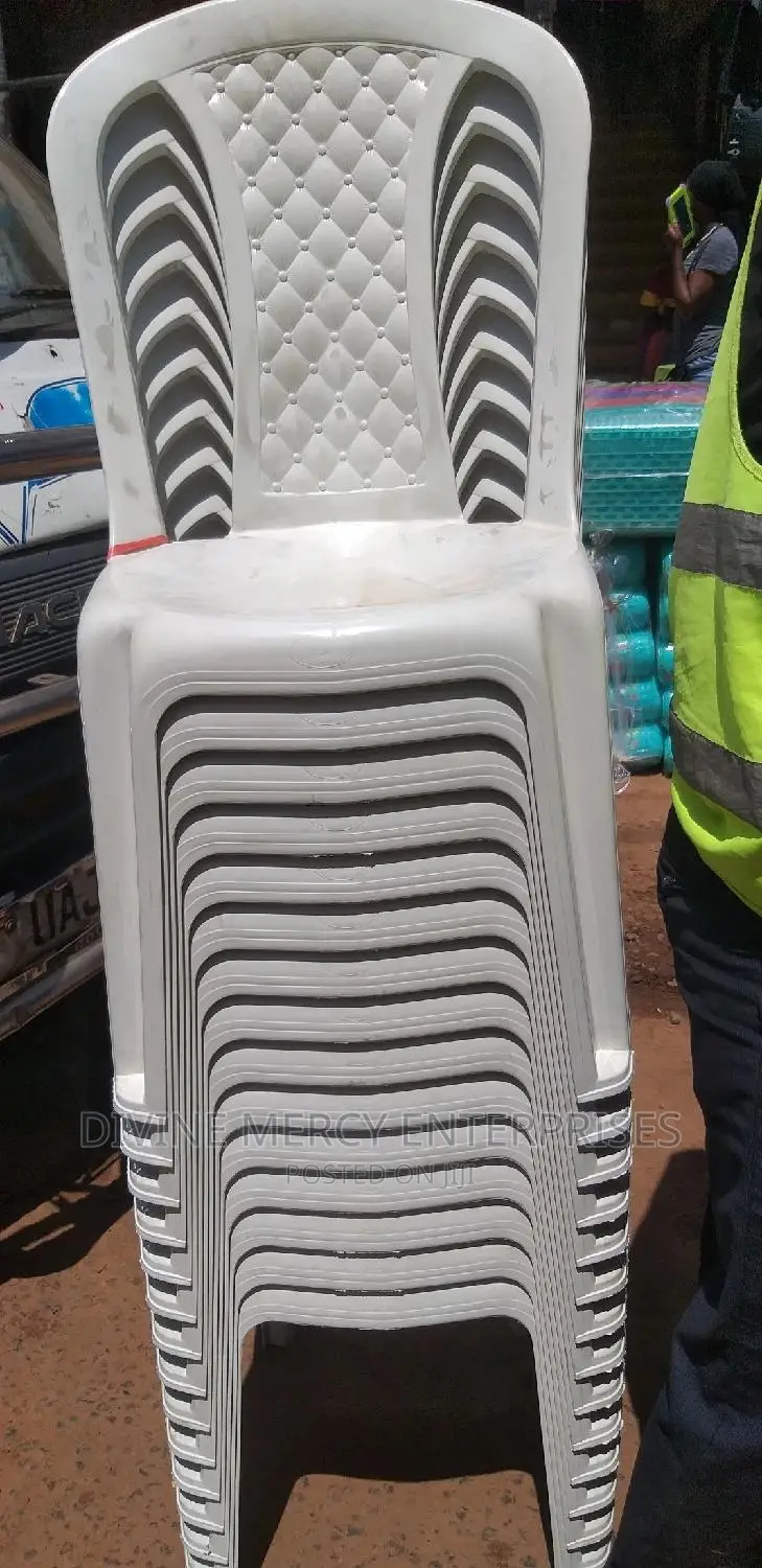 Off White Plastic Armless Chair