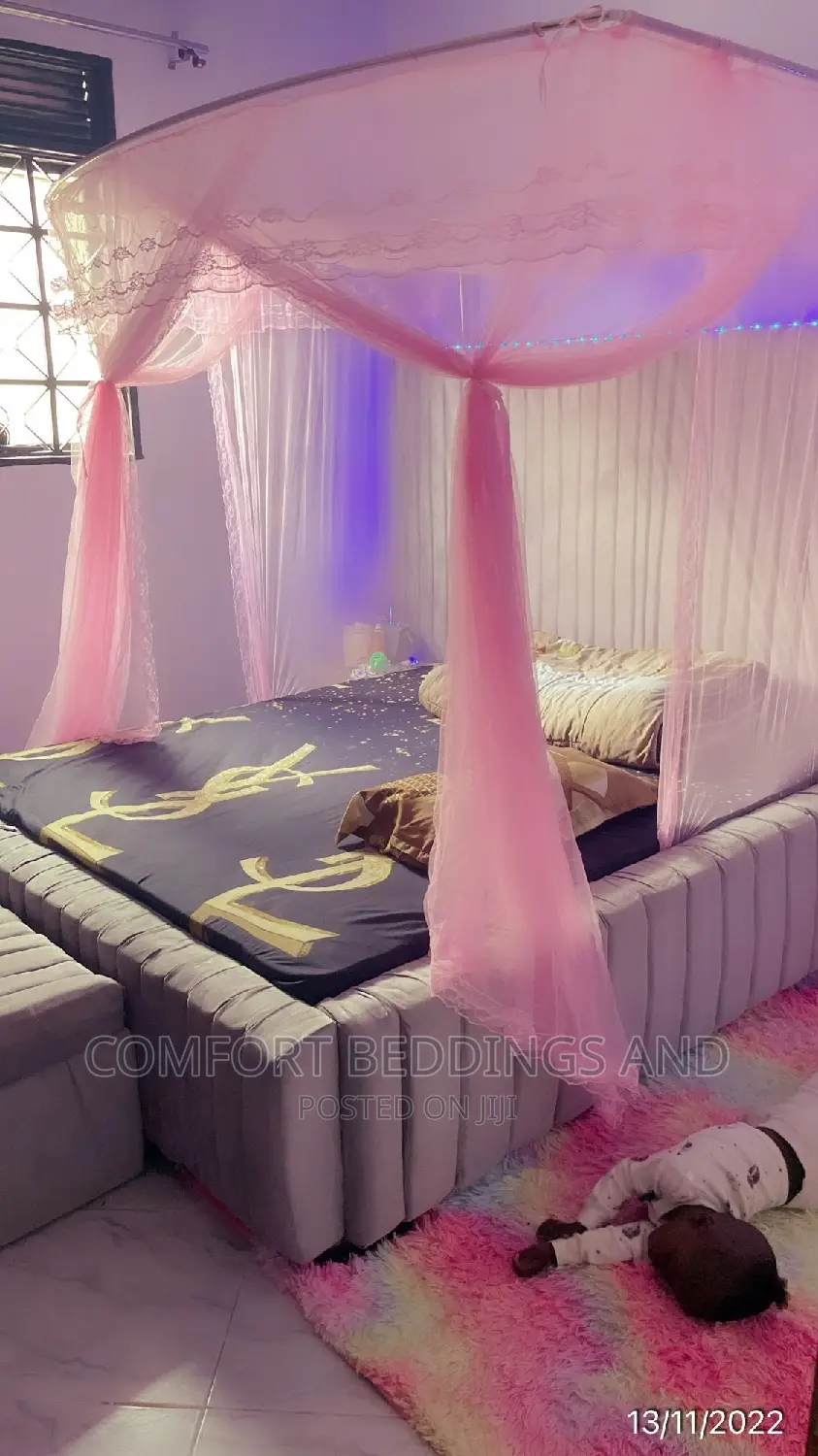 Two Stand Adjustable Mosquito Net Pink 5*6, 6*6