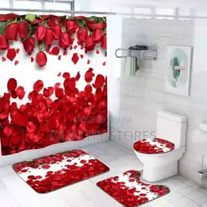 Toilet Mat Set With Shower Curtain