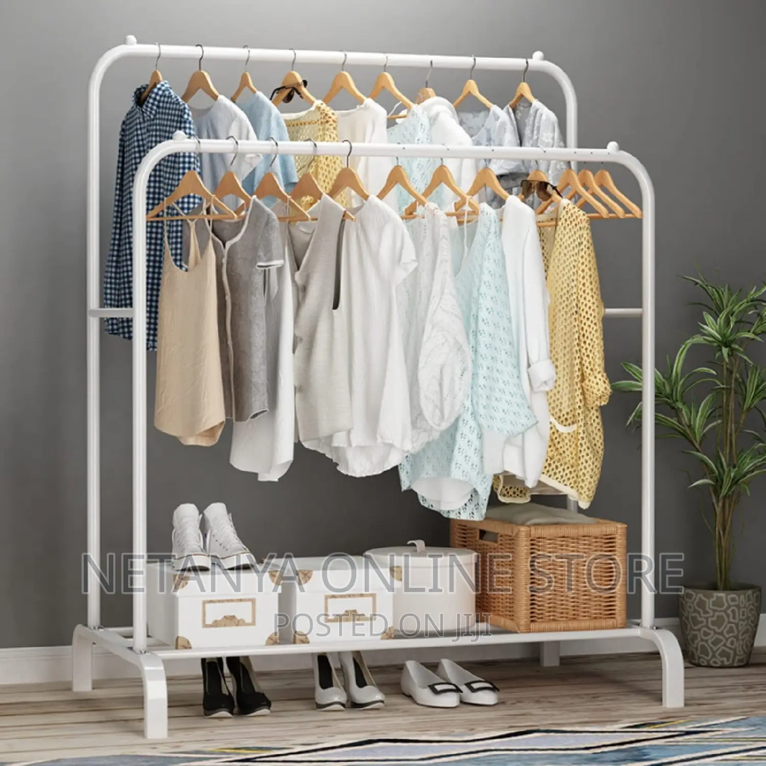Metallic Multifunctional Clothes Rack