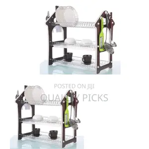 3 Layer Wooden Dish Rack Organizer