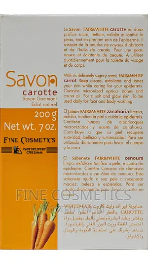 Fair And White Carrot Soap Natural Exfoliating Radiance Savo
