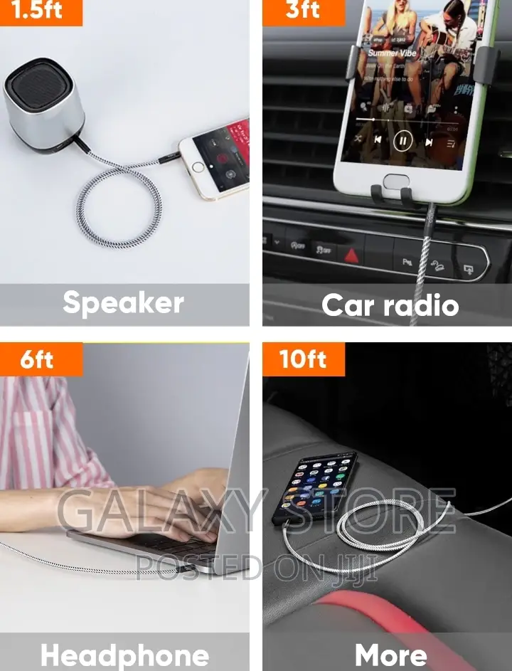 Aux Cable 3.5mm Audio Cable Male to Male Hi-Fi Sound