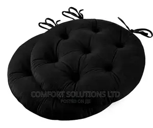 Round Seat Cushions , Black Pair, 45cm
