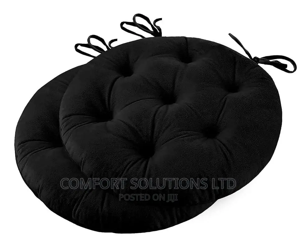 Round Seat Cushions , Black Pair, 45cm