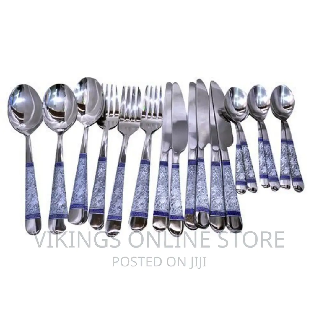 24 Piece Blue Flower Dinner Cutlery (Forks,Spoons Knives)