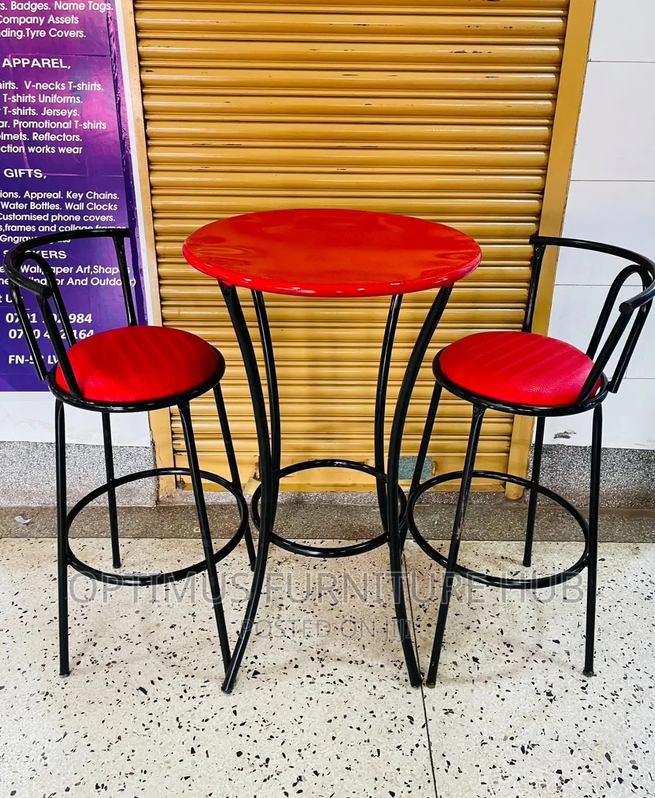 Two Red Chairs and Table