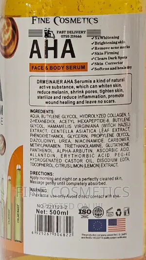 AHA Intensive Brightening Plus Toning Face and Body Serum.