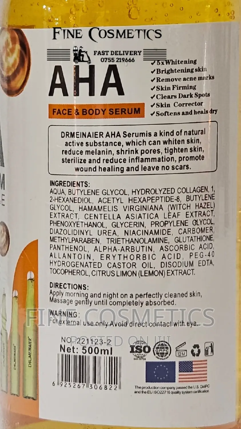 AHA Intensive Brightening Plus Toning Face and Body Serum.