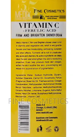 MEDIX 5.5 Vitamin C Clinical Brightening Shower Cream Gel.