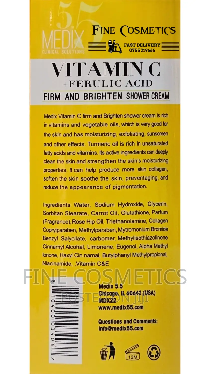 MEDIX 5.5 Vitamin C Clinical Brightening Shower Cream Gel.