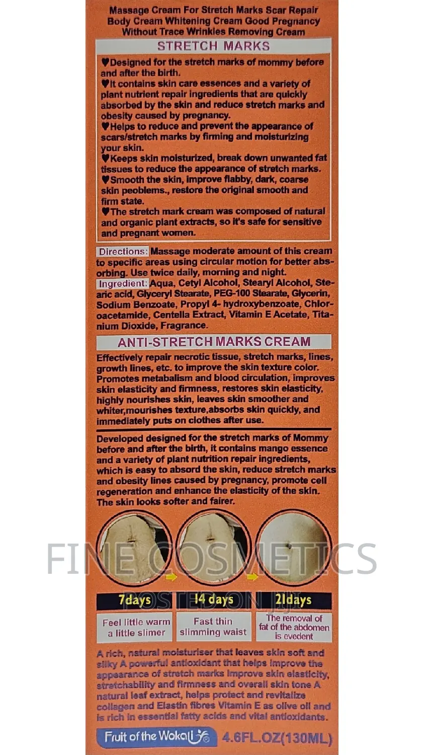 STRETCH MARKS REMOVER MASSAGE CREAM By Fruit Of The Wokoli.