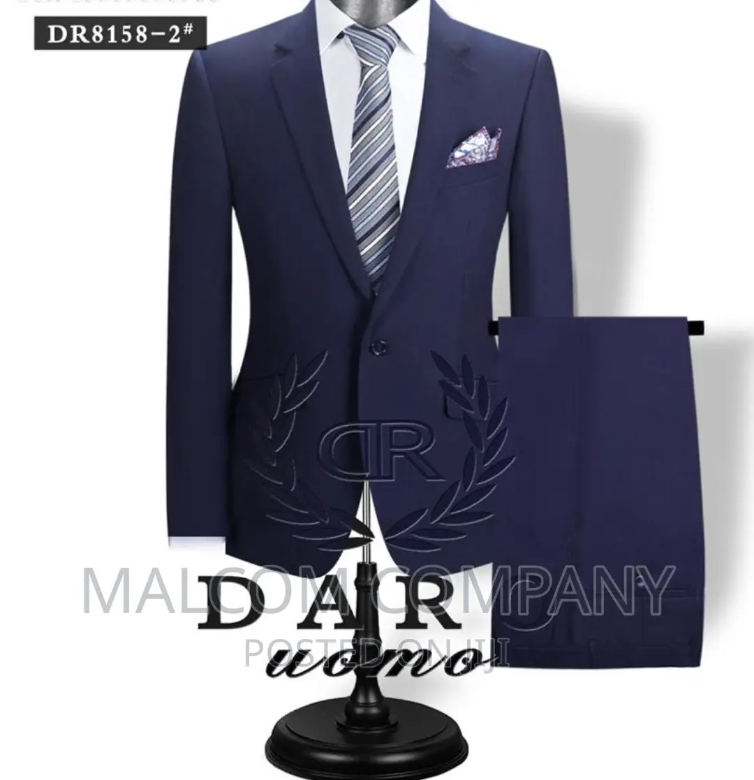 Navy Blue Men Suit 2 PCS