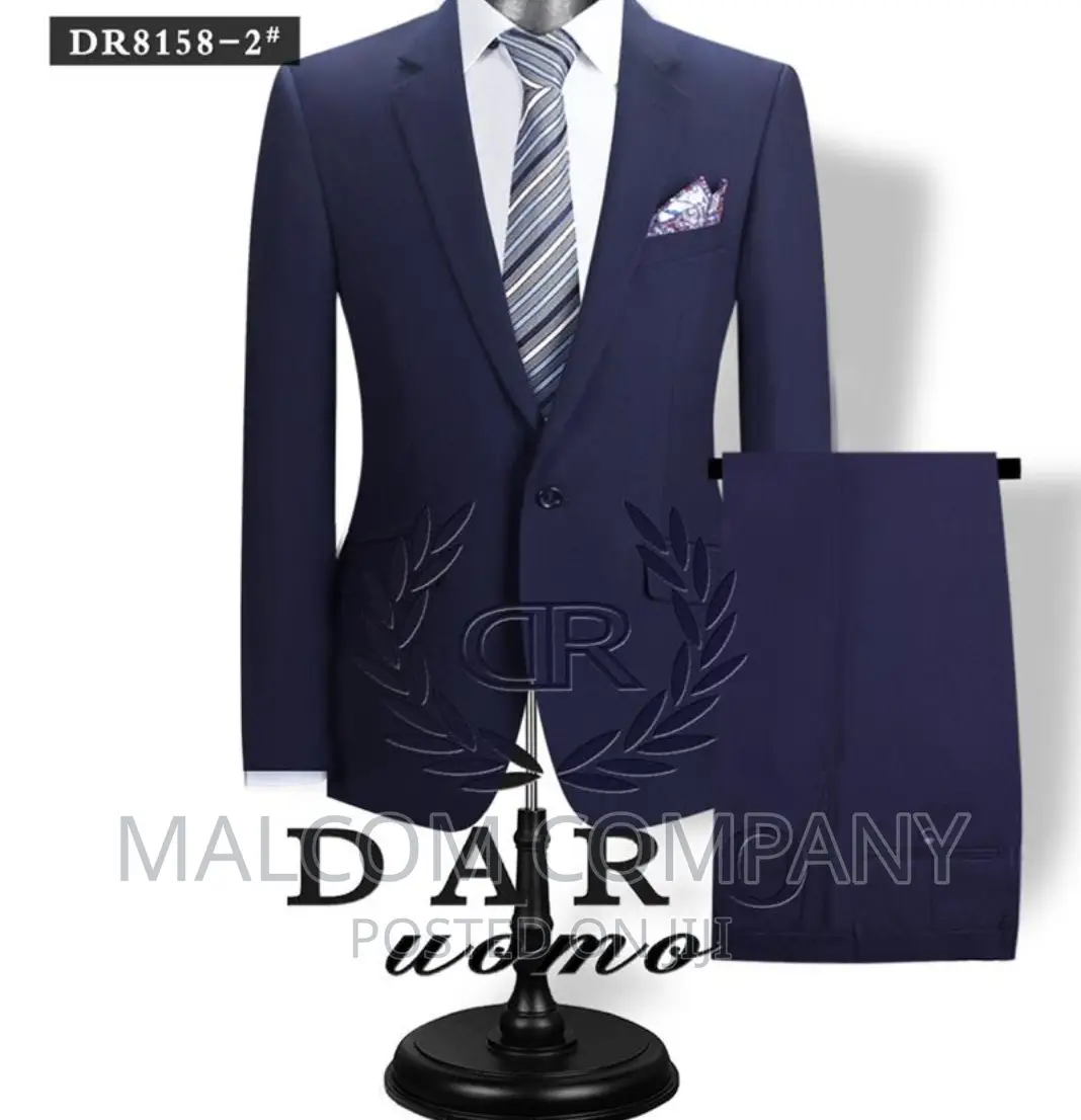 Navy Blue Men Suit 2 PCS