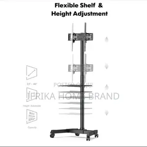 Movable Mobile TV Cart Trolley Stand Adjustable With Wheels