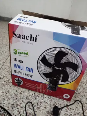 16 Inch 3 Speed Wall Fan -Black( 5plastic Blades/ Cool Air)