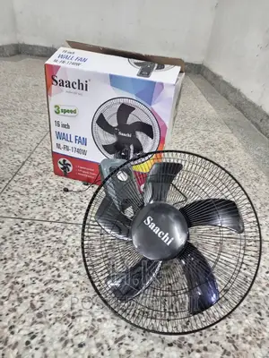 16 Inch 3 Speed Wall Fan -Black( 5plastic Blades/ Cool Air)