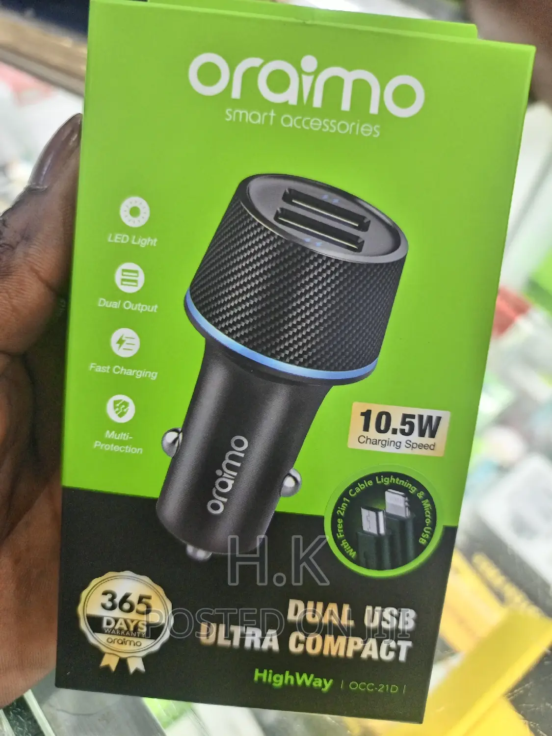 2in1 Araimo 10.5W(High Way) Dual USB Car Charger