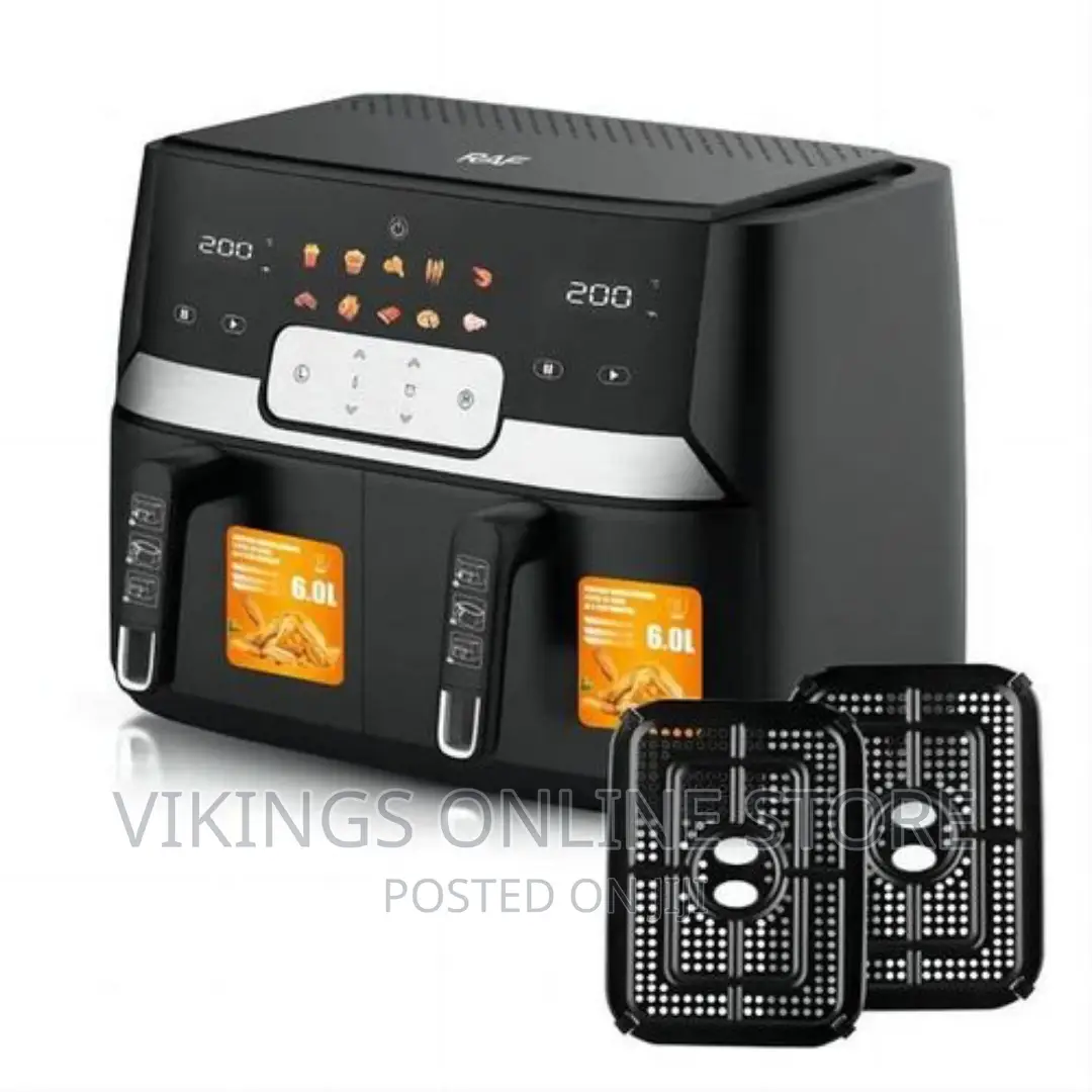 RAF 12L Digital Air Fryer Cooker Dual Baskets -Black