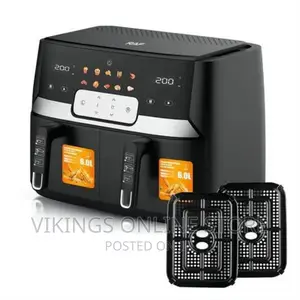 RAF 12L Digital Air Fryer Cooker Dual Baskets -Black