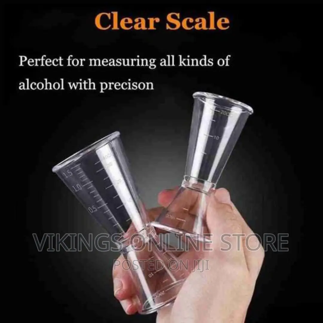 2 Pc 40cc Double Acrylic Jigger Cocktail Shot Glasses Cup